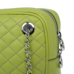 Pre Owned D&G Green Leather Quilted Lily Glam Zip Top Shoulder Bag