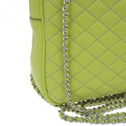 Pre Owned D&G Green Leather Quilted Lily Glam Zip Top Shoulder Bag