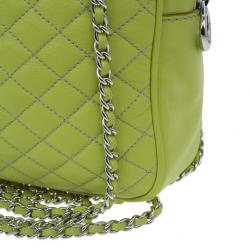 Pre Owned D&G Green Leather Quilted Lily Glam Zip Top Shoulder Bag