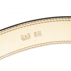 Pre Owned D&G Beige/Gold Leopard Print Calfhair and Leather Belt 85CM