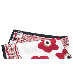 Pre Owned D&G Red Poppy Print Silk Scarf 