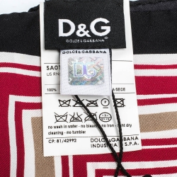 Pre Owned D&G Red Poppy Print Silk Scarf 