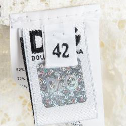 Pre Owned D&G Cream Lace Ruffle Trim Blouse M