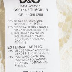 Pre Owned D&G Cream Lace Ruffle Trim Blouse M