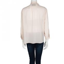 D&G Blush Pink Bow Ruffle Detail Chain Embellished Long Sleeve Blouse M