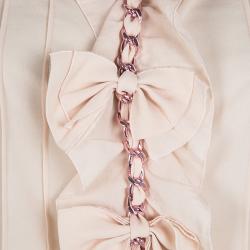 D&G Blush Pink Bow Ruffle Detail Chain Embellished Long Sleeve Blouse M