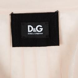 D&G Blush Pink Bow Ruffle Detail Chain Embellished Long Sleeve Blouse M