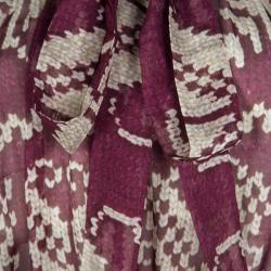 Pre Owned D&G Burgundy Printed Silk Off Shoulder Peasant Blouse M