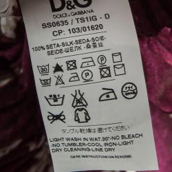 Pre Owned D&G Burgundy Printed Silk Off Shoulder Peasant Blouse M