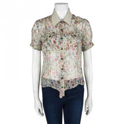 Pre Owned D&G Beige Floral Printed Short Sleeve Shirt S
