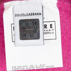 Pre Owned D&G Pink Bobble Detail Crochet Trim V-Neck Sweater S