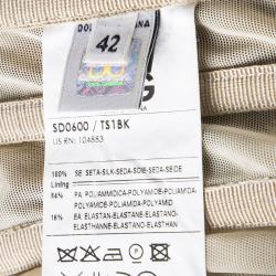 Pre Owned D&G Brown Tie-Dye Printed Silk Ruffle Detail Strapless Dress M