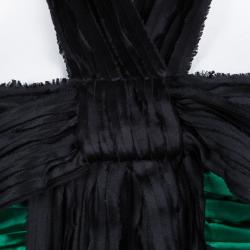 Pre Owned D&G Green Silk Ruched Halter Dress M