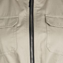 Pre Owned D&G Khaki Cotton Ruffle Tie Detail Zip Front Vest S