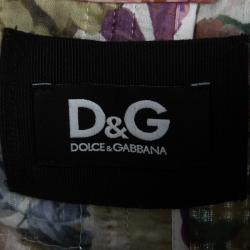 D&G Multicolor Textured Floral Print Lined Silk Trim Detail Double Breasted Jacket S