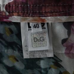 D&G Multicolor Textured Floral Print Lined Silk Trim Detail Double Breasted Jacket S