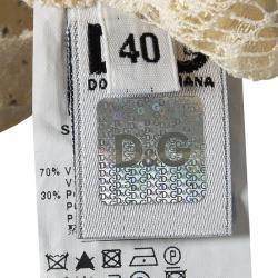 Pre Owned D&G Pale Yellow Floral Lace Sleeveless Top S