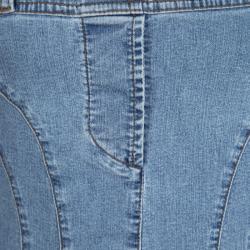 Pre Owned D&G Indigo Washed Denim Fringed Bottom Vintage Bodycon Dress S