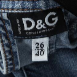 Pre Owned D&G Indigo Washed Denim Fringed Bottom Vintage Bodycon Dress S