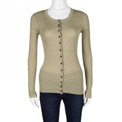 Pre Owned D&G Metallic Gold Ribbed Cardigan S