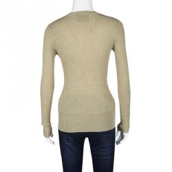 Pre Owned D&G Metallic Gold Ribbed Cardigan S