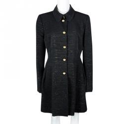 D&G Black Lurex Detail Long Coat M