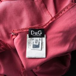 Pre Owned D&G Red Lace Neckline Detail V-Neck Sleeveless Dress L