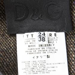 Pre Owned D & G Brown Tweed Fitted Pencil Skirt S