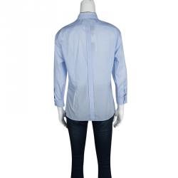 Pre Owned D&G Blue Floral Print Faux Layer Long Sleeve Shirt M