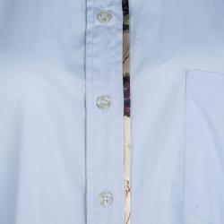 Pre Owned D&G Blue Floral Print Faux Layer Long Sleeve Shirt M