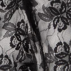 Pre Owned D&G Black Floral Lace Neck Detail Short Sleeve Dress M