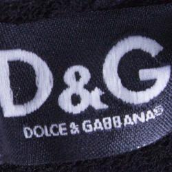 Pre Owned D&G Black Floral Lace Neck Detail Short Sleeve Dress M