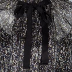 Pre Owned D&G Sequin Printed Silk Chiffon Long Sleeve Midi Dress S