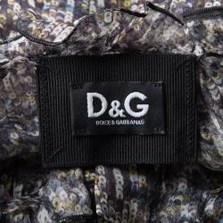 Pre Owned D&G Sequin Printed Silk Chiffon Long Sleeve Midi Dress S