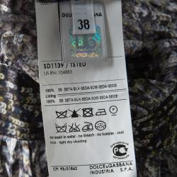 Pre Owned D&G Sequin Printed Silk Chiffon Long Sleeve Midi Dress S