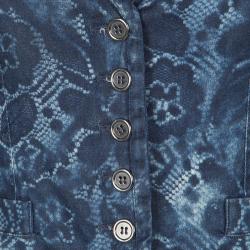 D&G Indigo Printed Washed Denim Lace Back Detail Waist Coat S