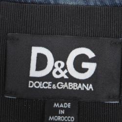 D&G Indigo Printed Washed Denim Lace Back Detail Waist Coat S