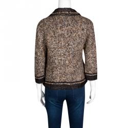 D&G Brown and Black Textured Button Front Collared Jacket L