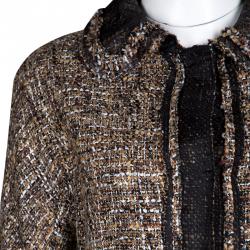 D&G Brown and Black Textured Button Front Collared Jacket L