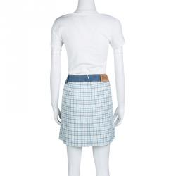 D&G Multicolor Textured Cotton Denim Waist and Pocket Detail Mini Skirt L