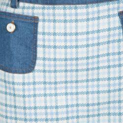 D&G Multicolor Textured Cotton Denim Waist and Pocket Detail Mini Skirt L