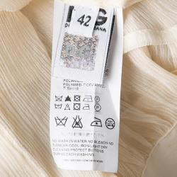 مملوكة مسبقًا D&G Cream Silk Ruffled Lace Detail Long Sleeve Blouse M