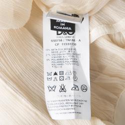 مملوكة مسبقًا D&G Cream Silk Ruffled Lace Detail Long Sleeve Blouse M