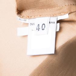 Pre Owned D&G Brown Contrast Trim Ruffle and Pintuck Yoke Detail Long Sleeve Shirt S