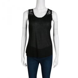 Pre Owned D&G Black Shoulder Lace Detail Sleeveless Top S