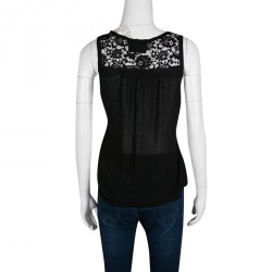 Pre Owned D&G Black Shoulder Lace Detail Sleeveless Top S