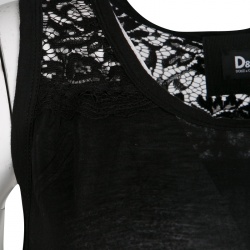 Pre Owned D&G Black Shoulder Lace Detail Sleeveless Top S