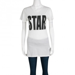 Pre Owned D&G White Cotton Star Print Short Sleeve T-Shirt L