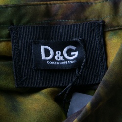 D&G Multicolor Printed Sheer Silk Chiffon Ruffle Front Shirt M