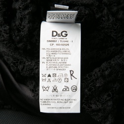 Pre Owned D&G Black Floral Embroidered Lace Satin Trim Long Sleeve Top S